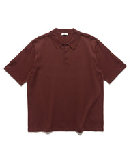 ATON Half Sleeve Polo Knit Natural Dyed Organic Brown, Shirts