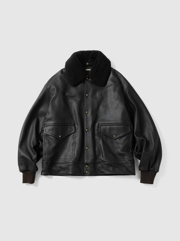 A.PRESSE Leather A-1 Flight Jacket Black, Leather Jackets