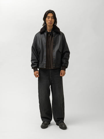 A.PRESSE Leather A-1 Flight Jacket Black, Leather Jackets