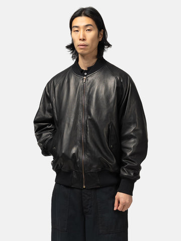 A.PRESSE Leather L2-B Flight Jacket Black, Leather Jackets