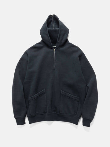 A.PRESSE Sailor Hood Half Zip Sweatshirt Black, swear