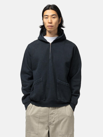 A.PRESSE Sailor Hood Half Zip Sweatshirt Black, swear