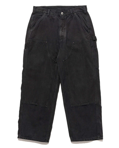 A.PRESSE Silk Hemp Double Knee Pants Black, Bottoms