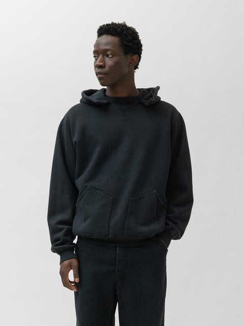 A.PRESSE Vintage Attached Snap Hood Sweat Parka Black, Hoodies