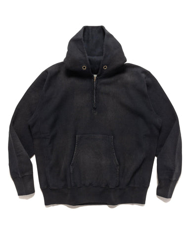 A.PRESSE Vintage Half Zip Sweat Hoodie Black, Sweaters