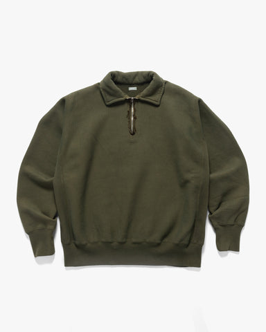 A.PRESSE Vintage Half Zip Sweat Shirt Olive, Sweaters