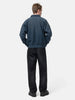 Rear view of the Model standing in studio wearing the A.PRESSE Vintage Half Zip Sweatshirt in Blue