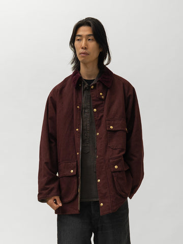 A.PRESSE Vintage Silk Hemp Riding Oiled Jacket Burgundy, Coats