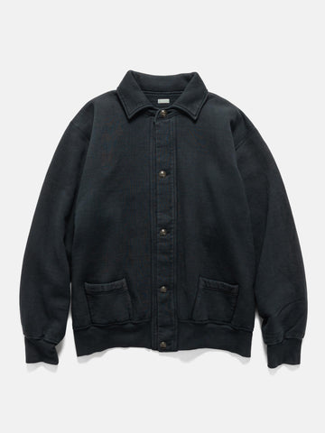 Flat shot of the A.PRESSE Vintage Sweat Cardigan in Black
