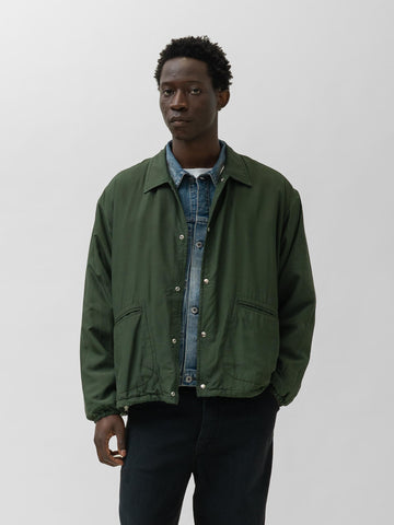 A.PRESSE Vintage Washed Silk Taffeta Coach Jacket Olive, Jackets