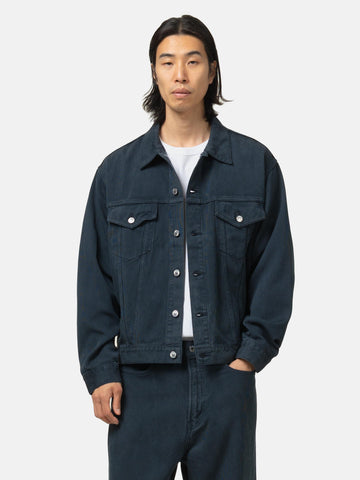A.PRESSE Washed Silk Cotton Pique 3rd Type Jacket Blue, Jackets