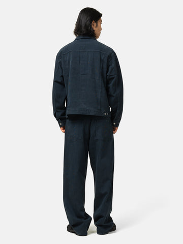 A.PRESSE Washed Silk Cotton Pique Pants Blue, Pants