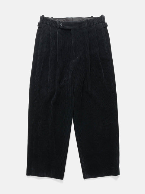 A.PRESSE Wool Corduroy Wide Tapered Trousers Black, Trousers