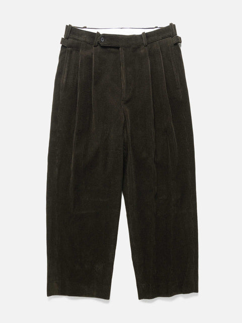 A.PRESSE Wool Corduroy Wide Tapered Trousers Khaki, Trousers