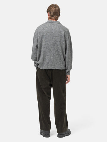 A.PRESSE Wool Corduroy Wide Tapered Trousers Khaki, Trousers