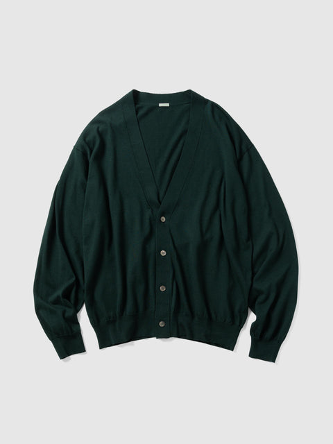 A.PRESSE Wool Cotton High Gauge Cardigan Green, Cardigans