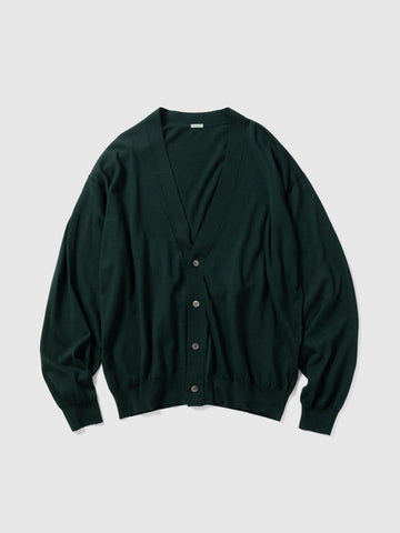 A.PRESSE Wool Cotton High Gauge Cardigan Green, Cardigans