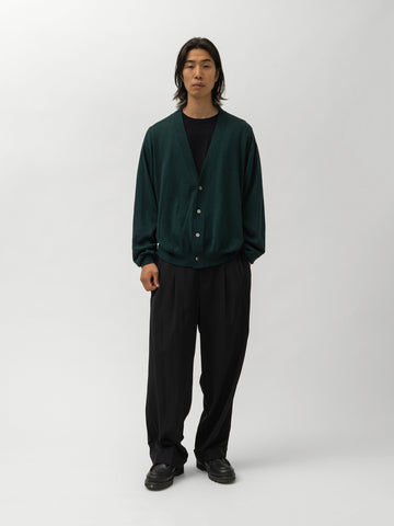 A.PRESSE Wool Cotton High Gauge Cardigan Green, Cardigans