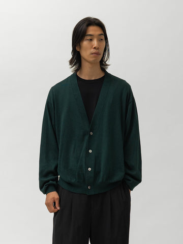 A.PRESSE Wool Cotton High Gauge Cardigan Green, Cardigans