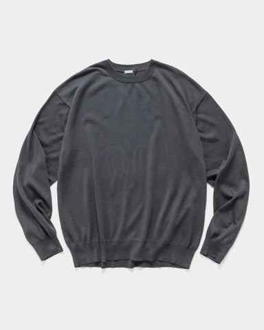 A.PRESSE Wool Cotton High Gauge Crew Neck Sweater Gray, Sweatshirts