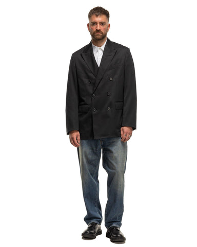 A.PRESSE Wool Gabardine Double Breasted Jacket Charcoal, Outerwear