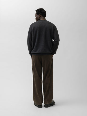 A.PRESSE Wool Knit Henley Neck Sweater Charcoal, Henley