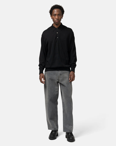 A.PRESSE Wool Knit L/S Polo Shirts Black, Shirts