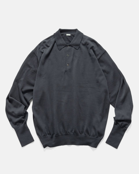A.PRESSE Wool Knit L/S Polo Shirts Gray, Shirts