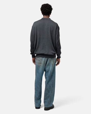 A.PRESSE Wool Knit L/S Polo Shirts Gray, Shirts