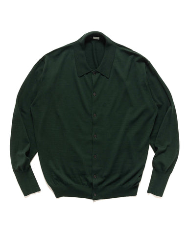 A.PRESSE Wool Knit Polo Collar Cardigan Green, Sweaters