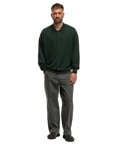 A.PRESSE Wool Knit Polo Collar Cardigan Green, Sweaters