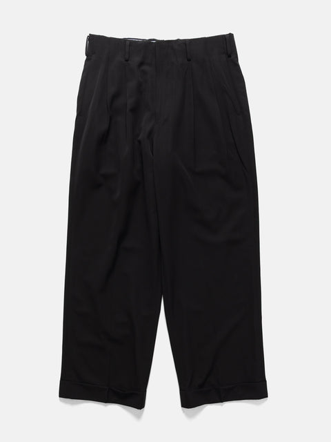 A.PRESSE Wool Rayon Wide Trousers Black, Pants