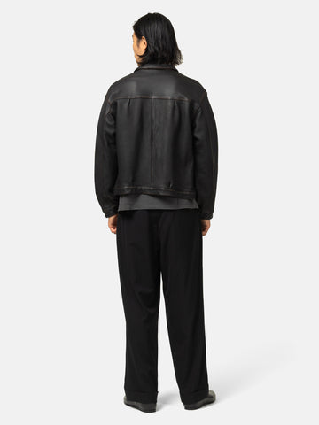 A.PRESSE Wool Rayon Wide Trousers Black, Pants