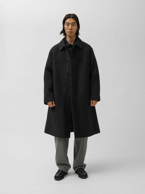 A.PRESSE Cashmere Melton Long Coat Charcoal, Coats