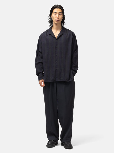 A.PRESSE Silk Nep Loop Collar Shirt Check, Shirts