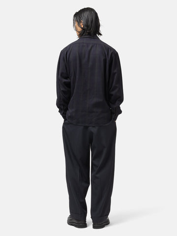 A.PRESSE Silk Nep Loop Collar Shirt Check, Shirts