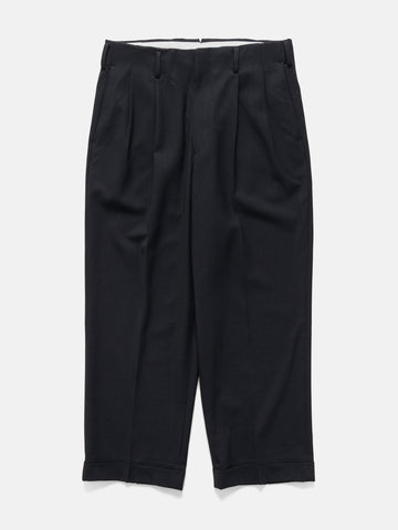 A.PRESSE Slub Wool Tapered Trousers Navy, 