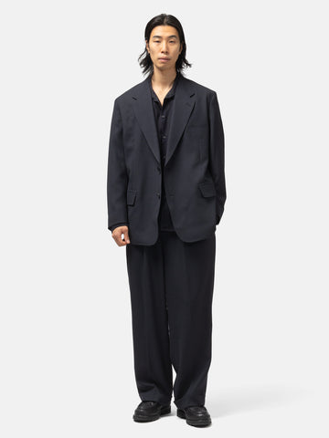 A.PRESSE Slub Wool Tapered Trousers Navy, 