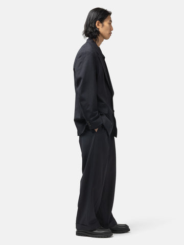 A.PRESSE Slub Wool Tapered Trousers Navy, 