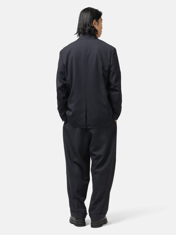 A.PRESSE Slub Wool Tapered Trousers Navy, 