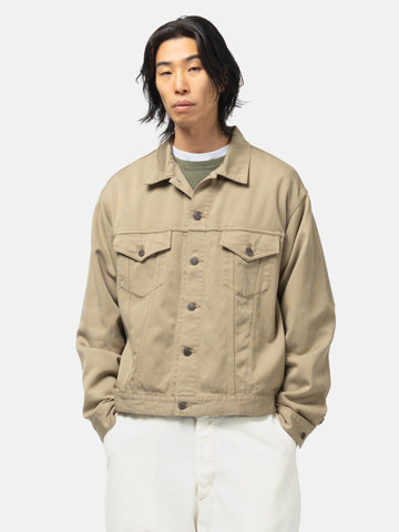 A.PRESSE Washed Silk Cotton Pique 3rd Type Jacket Beige, Denim Jackets