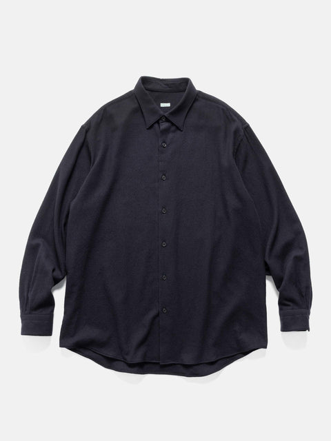 A.PRESSE Wool Regular Collar Shirt Navy, Shirts