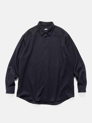 A.PRESSE Wool Regular Collar Shirt Navy, Shirts