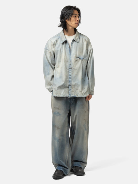 ANCELLM Aging Denim Long Shirt Indigo, Shirts