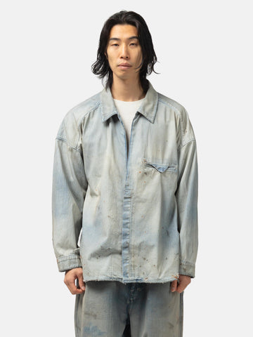 ANCELLM Aging Denim Long Shirt Indigo, Shirts