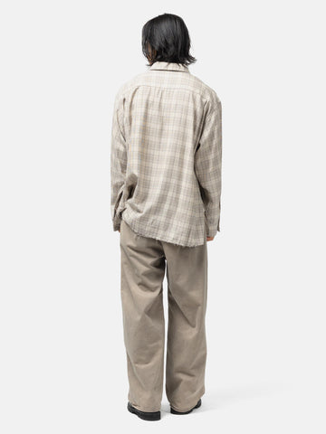 ANCELLM Aging Rayon Check Shirt Beige, Shirts