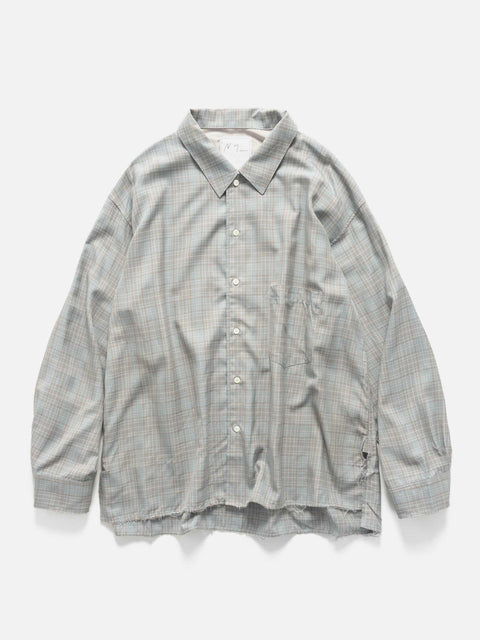 ANCELLM Aging Rayon Check Shirt Blue, Shirts