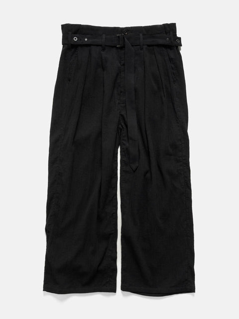 ANCELLM Belted Crepe Tuck Pants Black, Pants