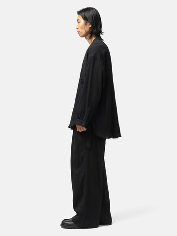 ANCELLM Belted Crepe Tuck Pants Black, Pants