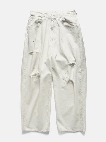 ANCELLM Damage Wide 5P Denim Pants White, Jeans